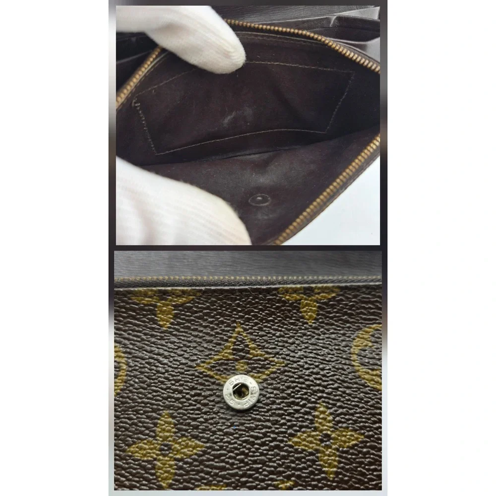 Louis Vuitton Vintage Monogram Pochette Twin Brown Canvas Clutch Wallet